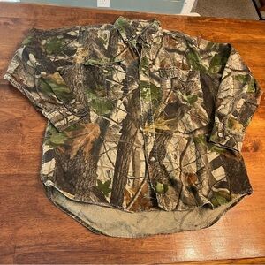 Wells Creek 100% cotton men’s flannel camo button down shirt size large